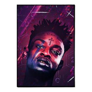 21 Savage海报萨维奇专辑封面欧美音乐人嘻哈说唱网咖相框装饰画