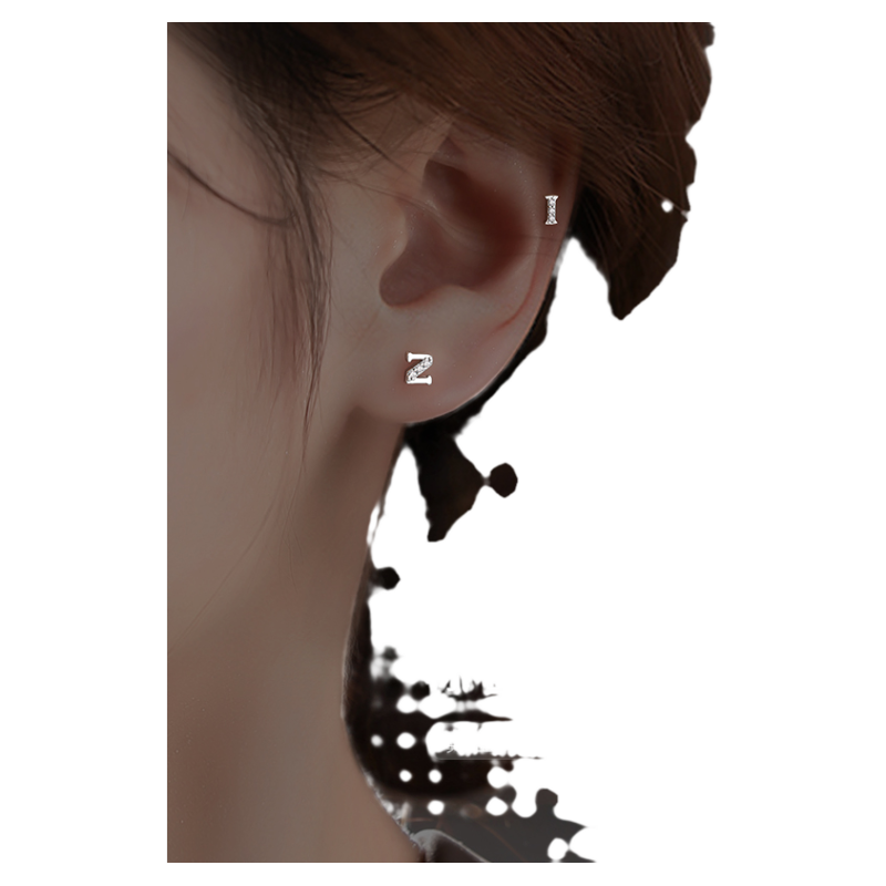 925纯银字母耳钉气质女