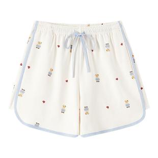 泰迪熊纯棉睡裤女短裤夏季可外穿居家女士单件睡衣棉绸裤子遛弯裤