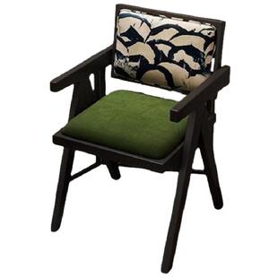 中古风梳妆椅实木化妆椅子女生卧室梳妆台凳子靠背复古轻奢美甲椅