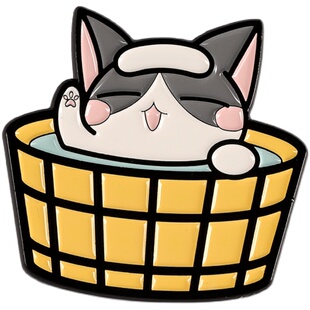 FooLii孚狸 泡澡猫猫金属徽章大橘英短起司pins胸针扣包配饰冬季