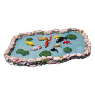 微景观荷叶池塘模型树脂摆件造景装饰青蛙蝌蚪小鱼园艺花盆装饰