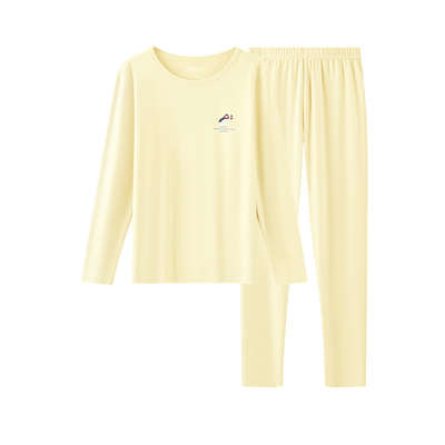 有棵树青少年秋衣秋裤纯棉保暖内衣套装男女童加绒加厚儿童打底衫