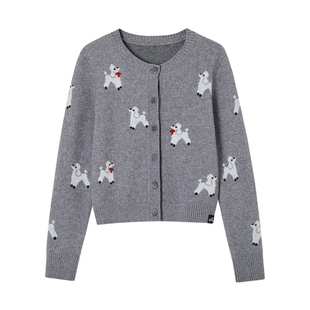 SOMESOWE 围巾小狗提花针织开衫