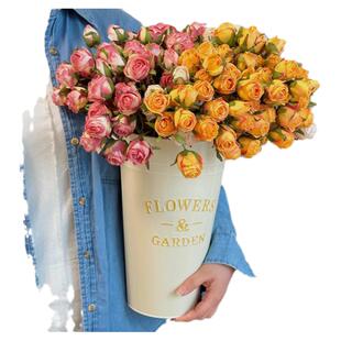 北欧铁皮花桶花店插花鲜花桶铁艺实用醒花桶干花落地桶抱抱桶泡花