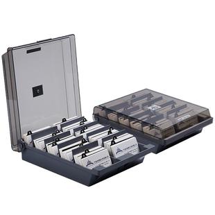 杰丽斯名片盒大容量桌面摆台卡片收纳盒卡盒子收纳卡片银行卡信用卡塑料名片盒商务高档存卡盒名片卡包大号