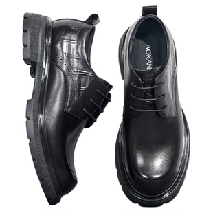 奥康 男鞋春秋新款真皮商务正装皮鞋男士圆头牛皮英伦厚底新郎鞋L