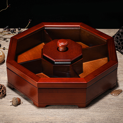 实木干果收纳糖果盒瓜子收纳盒分格新年婚庆收纳盒家用客厅收纳盒