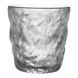 日式ins风新款冰川纹玻璃杯子 果汁饮料水杯创意清新森系树皮纹杯