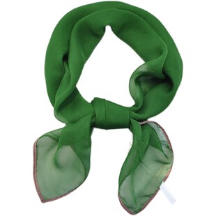 小方巾丝巾女包边百搭仿真丝绿色护颈妈妈高级感小领巾薄款纱巾