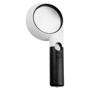 手持放大镜老人阅读高清倍带灯学生读书用花眼随身便携带式塑料柄