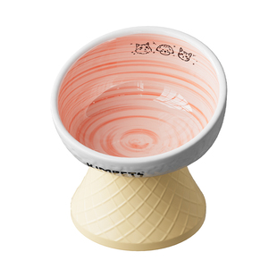 陶瓷高脚猫碗猫食盆加高护颈大口径猫水碗猫咪饭碗防黑下巴狗碗盆