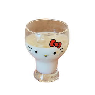 奶里奶气~可爱kt小猫高颜值大容量玻璃水杯啤酒杯送女生生日礼物