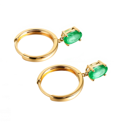 若华祖母绿18K金耳环礼物定制