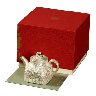 慕陶 手作ins风鎏银茶壶紫砂包银壶功夫茶具创意礼赠家用泡茶单壶