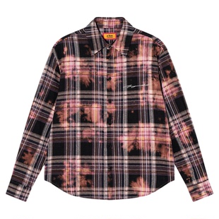 AFGK25FW美式扎染格纹衬衫外套春秋情侣休闲上衣男女复古百搭衬衣