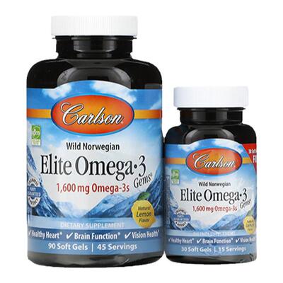 Carlson深海鱼油高纯度1600mg omega3无腥血管心脏眼脑健康