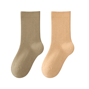 羊毛儿童袜子秋冬季加厚保暖女童男童女孩纯色抗起球无骨大童中筒