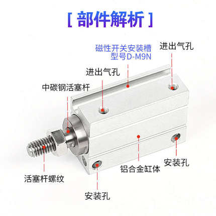 星辰气动小型自由安装气缸迷你MU/CDUJB8/6/16-4X15X20*25S/30DM