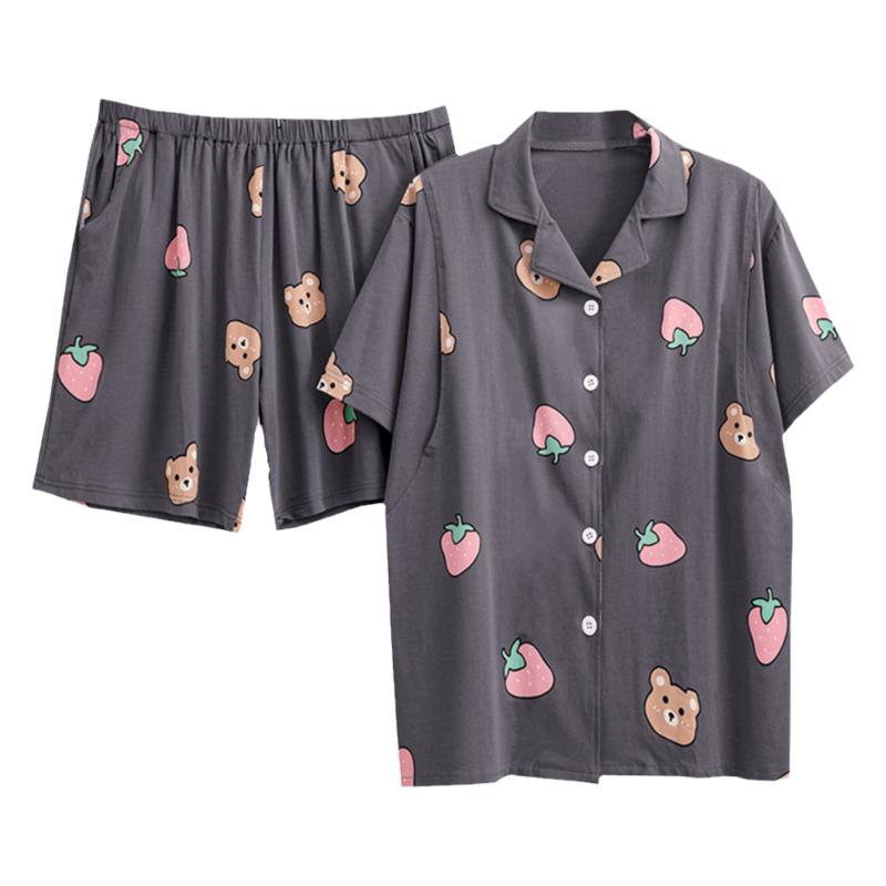 纯棉哺乳大码孕妇月子服夏季短袖