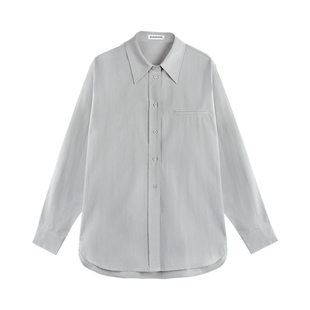 pusumede 韩版白色衬衫女春秋新款洋气时尚宽松显瘦上衣长袖衬衣