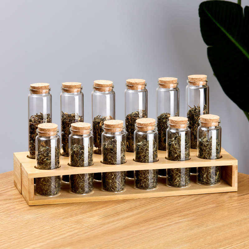 茶叶罐花茶罐茶叶样品展示架试管分装密封瓶玻璃瓶子茶叶储存罐