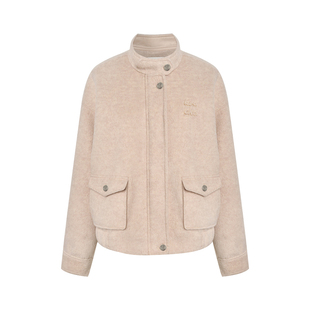 Kroche 26ss Geek chic 羊毛混纺 贴布绣宽松廓型立领毛呢外套