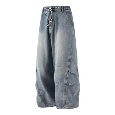 美式解构弯刀牛仔裤男休闲裤子