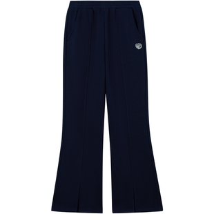 eland kids衣恋童装女童喇叭裤春秋学院风徽章刺绣松紧腰开叉裤子