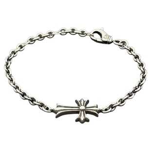 s925纯银克罗伈复古十字架手链男欧美嘻哈个性小众气质细链经典款