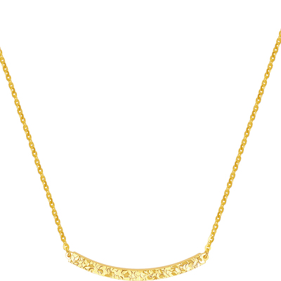 周六福项链女微笑链型链坠S925银黄金色小众节日礼物送女友