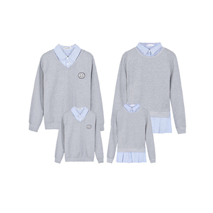 亲子装春装2026新款时尚假两件卫衣一家三口四口母女全家装外套