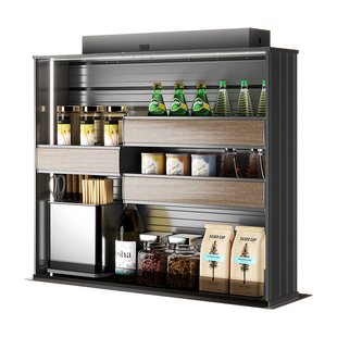 智能电动吊柜升降拉篮下拉式声控/触控触摸语音下降全铝调味篮