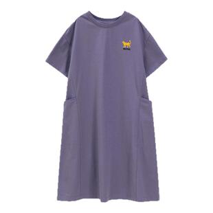 棉叔叔女童松弛感连衣裙夏季索罗娜动物印花廓形亲子款透气T恤裙