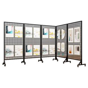 幼儿园美工区作品展示架折叠可移动网格画室画展架户外美术展览架