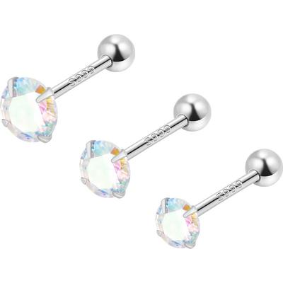 999纯银炫彩钻石耳钉女