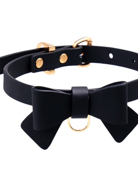 Aura Collar轻奢真皮choker项圈原创牵引绳可爱黑色蝴蝶结项圈