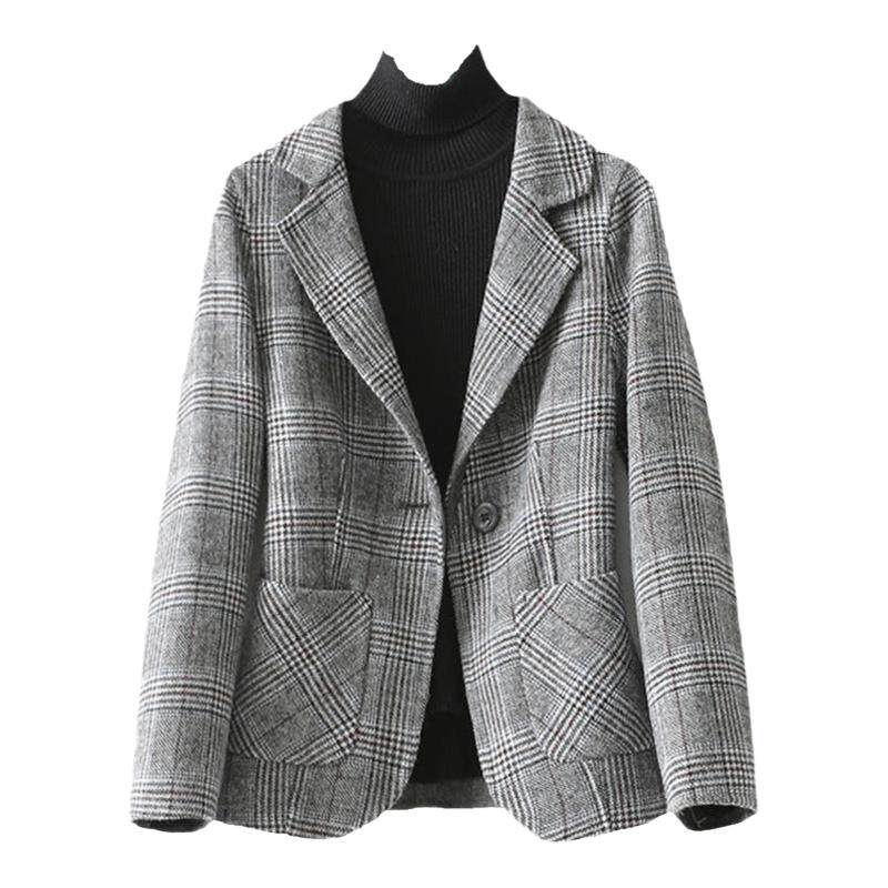 羊毛呢外套女短款修身西服双面呢