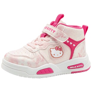 Hello Kitty童鞋女童高帮板鞋粉色卡通魔术贴2026秋季儿童运动鞋