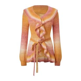 【SGPR】霓彩风穿搭羊驼毛外套波浪边领收腰毛针织衫