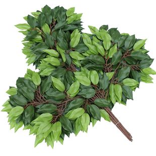 仿真榕树叶过胶塑料榕树枝绿色植物银杏红枫叶子假树户外装饰造景