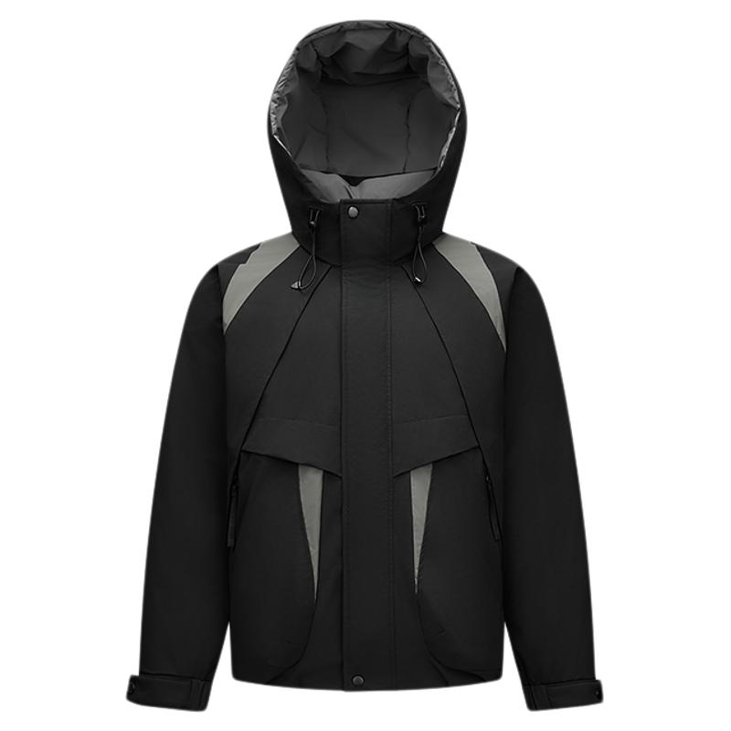 森马户外拼色外套连帽羽绒服男装