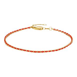 18k金ins法国红绳K金珠珠个性手链 Au750新款红调节手绳高级珠宝