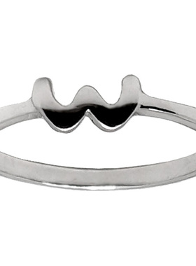 s925纯银w字母m简约冷淡风女戒指