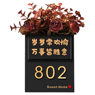 门牌号高级感轻奢创意号码牌家用定制小公主房间仪式感欢迎回家diy奶油风入户装饰玄关感应灯免接线发光房号