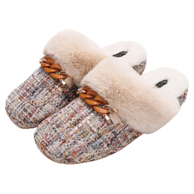 CORIFEI小香风秋冬家居室内防滑保暖毛绒家用女士棉拖鞋DS-33010