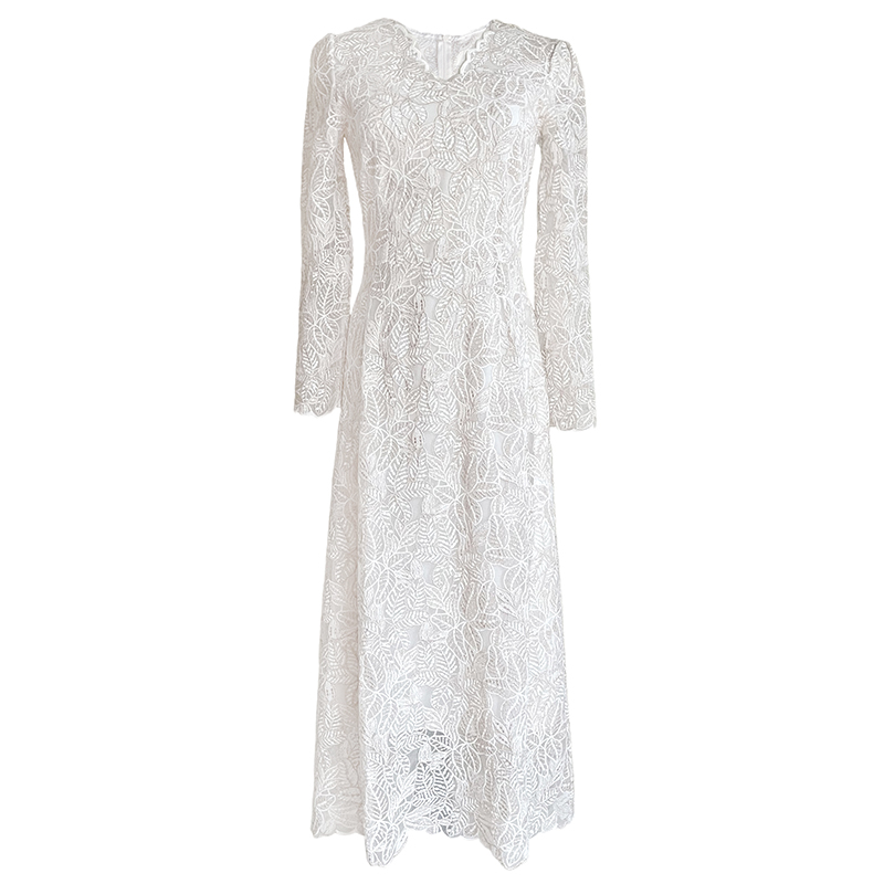 shooya原创柳叶婚纱长袖连衣裙