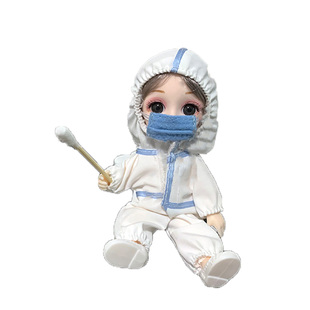 卡通防疫志愿者纪念品致敬医护人员可爱护士抗疫公仔大白玩偶摆件