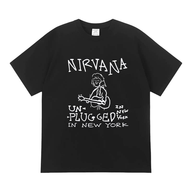 NIRVANA涅槃摇滚乐队印花美式复古朋克小众男生正肩黑白短袖T恤