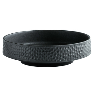 日式陶瓷沙拉碗复古深盘西餐盘简约黑白浅口菜盘子磨砂简餐盘餐具